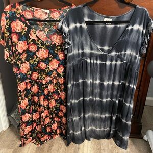 Lot xl bibi 1x be stage pull on dresses navy tie dye black pink floral knit